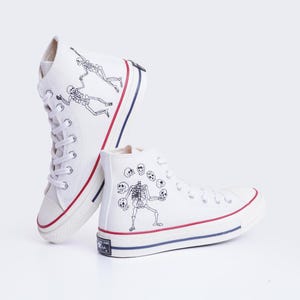 Custom Halloween Sneakers, Embroidered Converse Skeleton, Halloween Themed Embroidered Shoes, Birthday Shoes, Converse Personalized Skeleton
