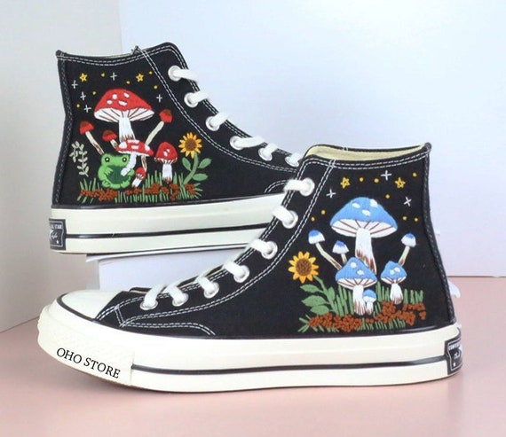 Embroidery Converse custom Converse Chuck Taylor Embroidered Mushroom frog mushroom Embroidered Sneakers birthday Shoes personalized Gift Etsy