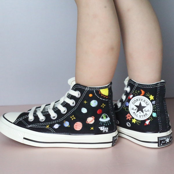 Custom embroidery converse kids/Planet,star,universe embroidred shoes/Toddler's,Little,Big kids embroidered sneakers/Gift birthday shoes