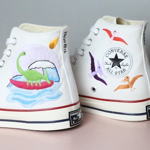 dinosaur embroidered shoes, Custom embroidered sneakers, converse chuck taylor dinosaur Embroidered, Personalized gift, birthday gift shoes