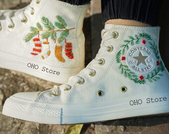 Converse Bordados, Zapatos Navideños Personalizados, Zapatos