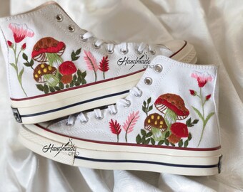 Custom Embroidered Converse High Tops: Mushroom Sneakers