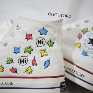 Custom nick and charlie leaves embroidery/Custom converse high tops nick and charlie leaves/charlie leaves embroidered  sneakers