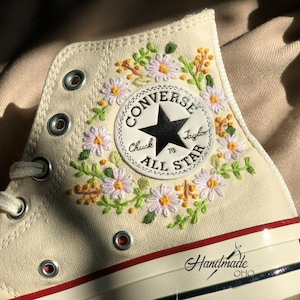 Custom Embroidered Converse Shoes | Floral Design