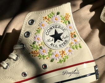 Custom embroidery |Converse |Shoes| flower embroidery |  Unique gifts | Wedding gifts | wedding embroidery designs | birthday gifts for her