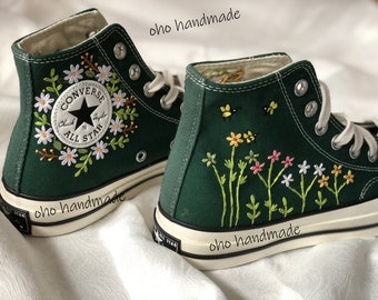 Custom embroidery | Converse |Shoes| flower embroidery | Unique gifts | Wedding gifts | wedding embroidery designs | birthday gifts for her