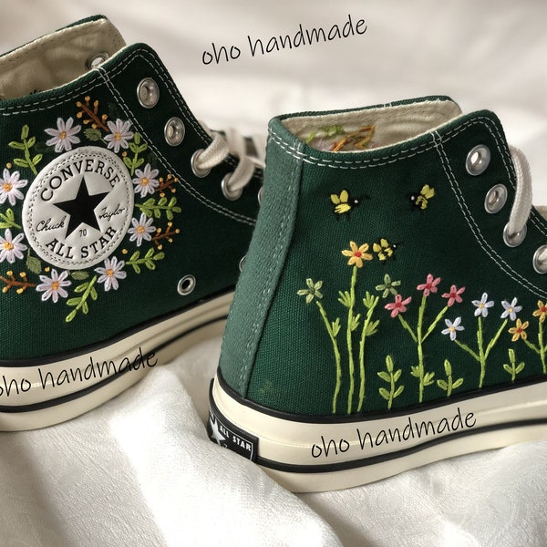 Custom embroidery | Converse |Shoes| flower embroidery | Unique gifts | Wedding gifts | wedding embroidery designs | birthday gifts for her