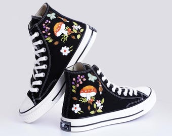 Mushroom Embroidered Converse Chuck Taylor 1970s: Custom Floral Shoes