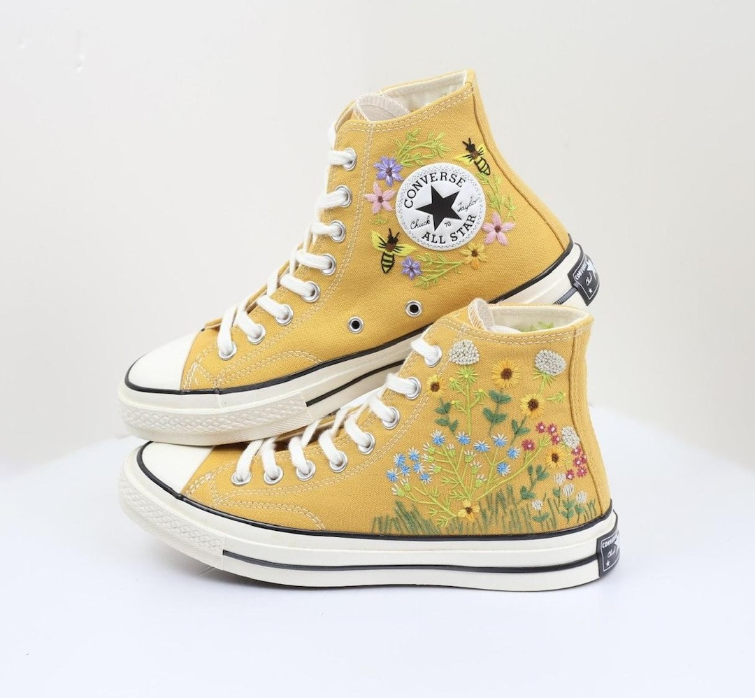 Embroidered Converse: Custom Floral Chuck Taylor 1970s Sneakers