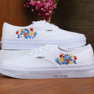 Gestickte Blumen Hochzeit Vans: Individuelle Braut Sneakers