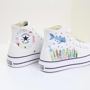 Whale Shark Embroidered Converse Custom, Whale Shark Embroidered Sneaker, Ocean Vibes Embroidered, Birthday Gift For Son, Unisex Shoes