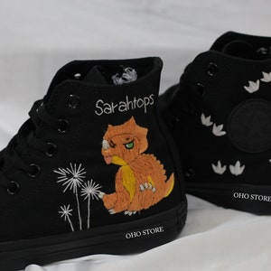 Custom Embroidered Pet Shoes/ Custom Converse High Tops Embroidered Logo/ Gift for Daughter, Personalized Hand Embroidered Sneakers