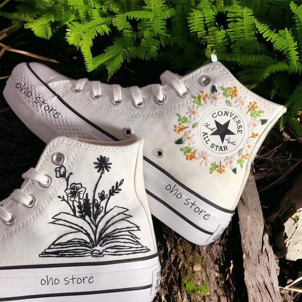 converse high tops | embroidered shoes |  custom converse | wedding converse | halloween shoes | gifts for her