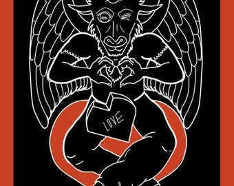 Baphomet Valentines Day ecard| Baphomet Valentine print| Baphomet Valentines digital card|