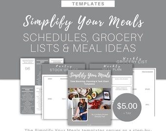 Simplify Your Meals: FILLABLE Schedules, Grocery Lists & Meal Templates