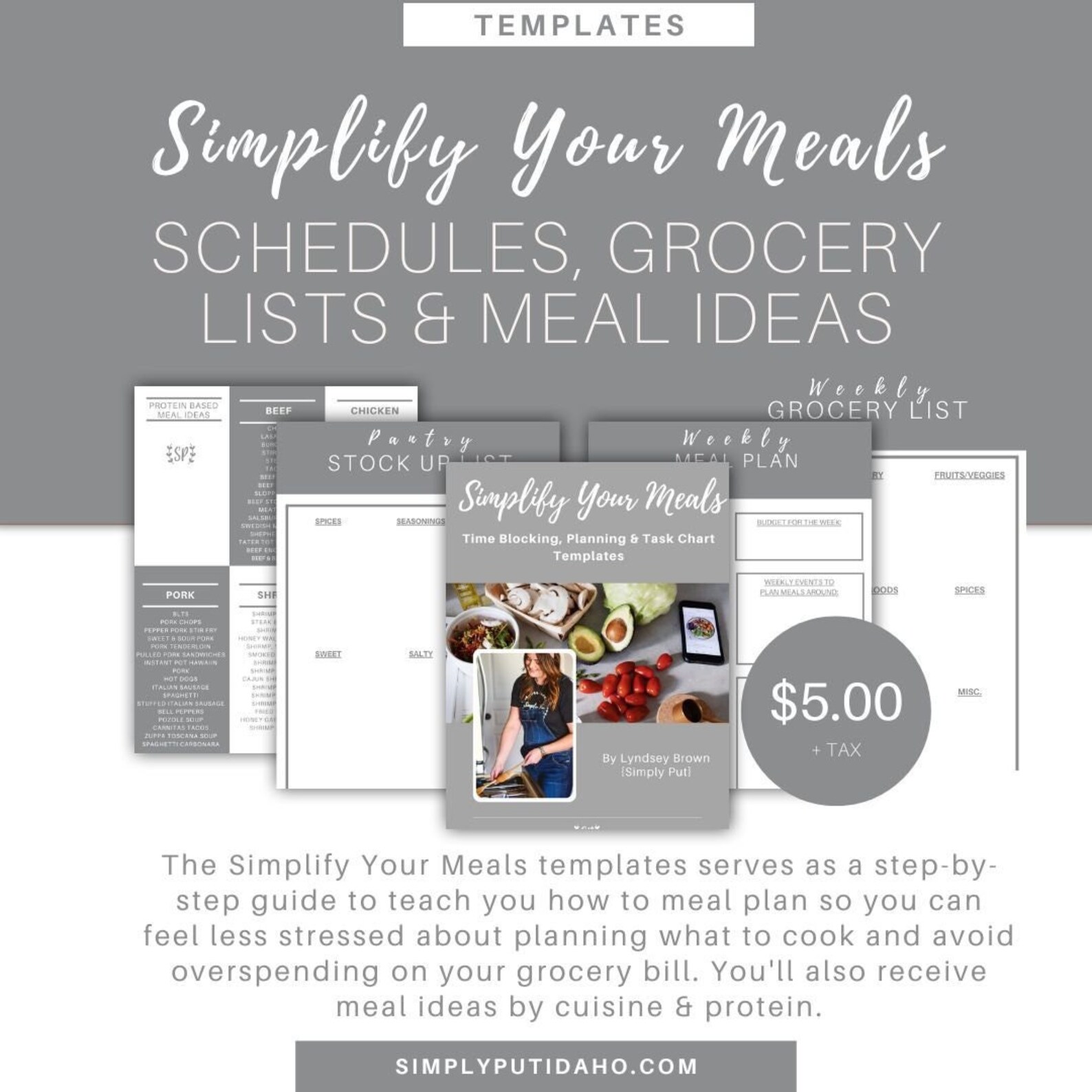 Simple Meals Roster Simplify Your Meals: FILLABLE Schedules, Grocery Lists & Meal Templates ...