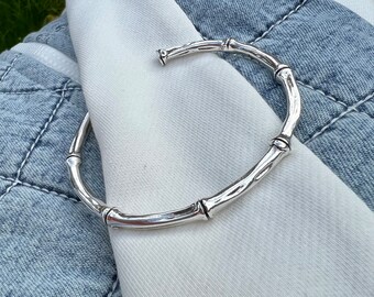 Silver Bone Bracelet for Women, Adjustable Silver Bangle, Gift for Her, Christmas Gift