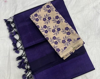 Mangalgiri Pattu Zijden Saree met Kalamkari Blouse: Handgetouwen Sari