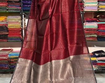 Maheshwari silk handwoven silver zari lines saree    | Handmade saree | Silk cotton saree