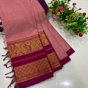 Chettinad Cotton saree with broad zari border | Indian saree | Cotton saree