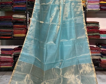 Pure maheshwari Handwoven tissue  piping border saree  | Handmade saree | Silk saree