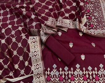 Pure banarasi katan silk mina zari weaving  suit material | Suit material | Dress material | unstitched suits