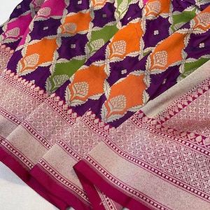 Handcrafted indian handloom pure banarasi katan silk saree | Katan silk saree | Silk saree | Bridal saree | Indian saree |