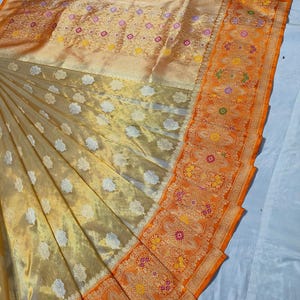 Indian handcrafted pure banarasi handloom tissue silk saree | Bridal saree | Indian saree | Gift for her | Rare find