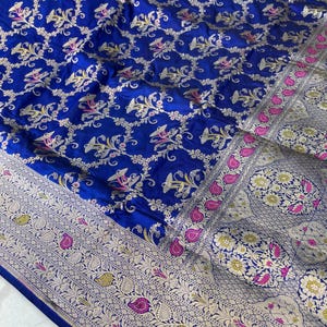 Indian handloom pure banarasi katan silk saree | Bridal saree | Indian saree | Blue saree | Silk saree