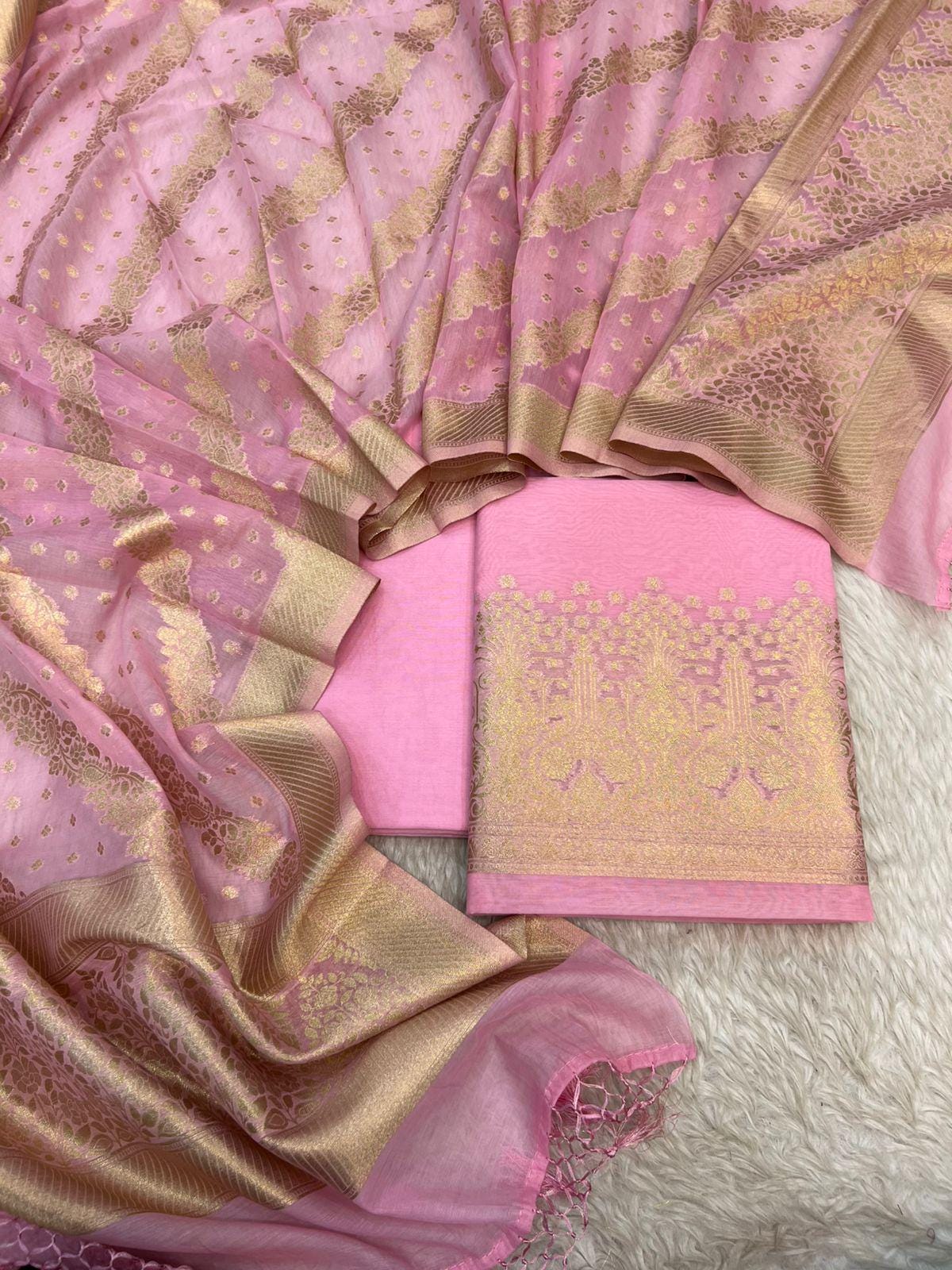 banarasi chanderi silk dress material Pure Chanderi Cotton Banarasi Dress material The Handlooms