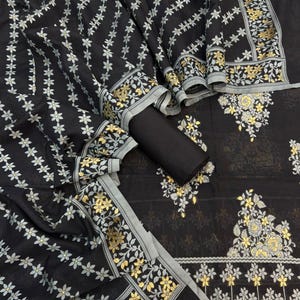 Tela para traje de algodón tilfi meena resham tejido a mano puro banarasi / Tela para traje / Tela para vestido / Trajes sin confeccionar