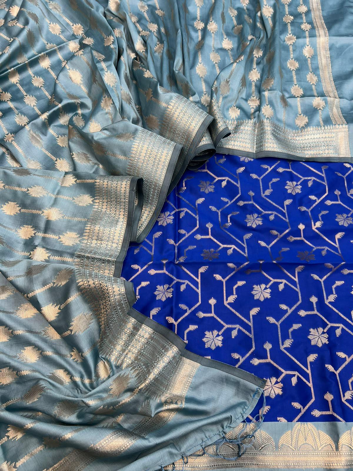 Pure banarasi silk jacquard alfi jaal suit material Suit material Dress material unstitched suits