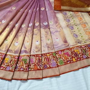 Indian handcrafted  pure banarasi handloom tissue silk saree | Bridal saree | Indian saree | Silk saree | Gift for her