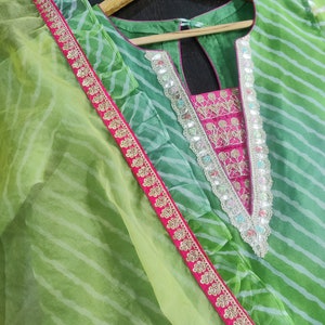 Orgenza leheriya kurta and dupatta set | Green outfit | Ethnic wear | Indian wear set
