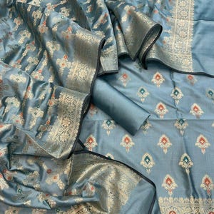 silk suit dress material Women's Unstitched Modal Silk Suit Dress Material with Embroidery  Stilento