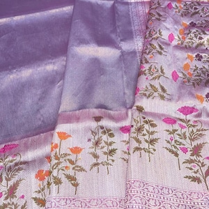 Handcrafted indian handloom pure banarasi tissue silk saree | Silk saree |Bridal saree | Indian saree | Gift for her