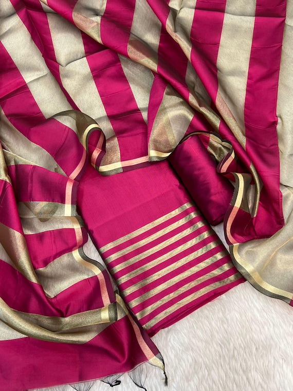 Pure Banarasi Cotton Suit Material | Suit Material | Dress Material |  Unstitched Suits - Etsy Israel