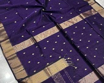 Maheshwari Seide handgewebter Saree | Handarbeit sari | Seide Sari