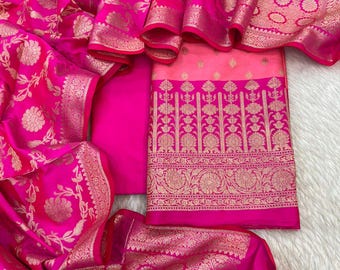 Pure banarasi silk zari weaving suit material | Dress material | unstitched suits | Festive wear