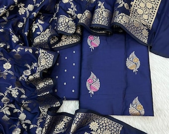 Pure banarasi silk zari mina jacquard suit material | Suit material | Dress material | unstitched suits