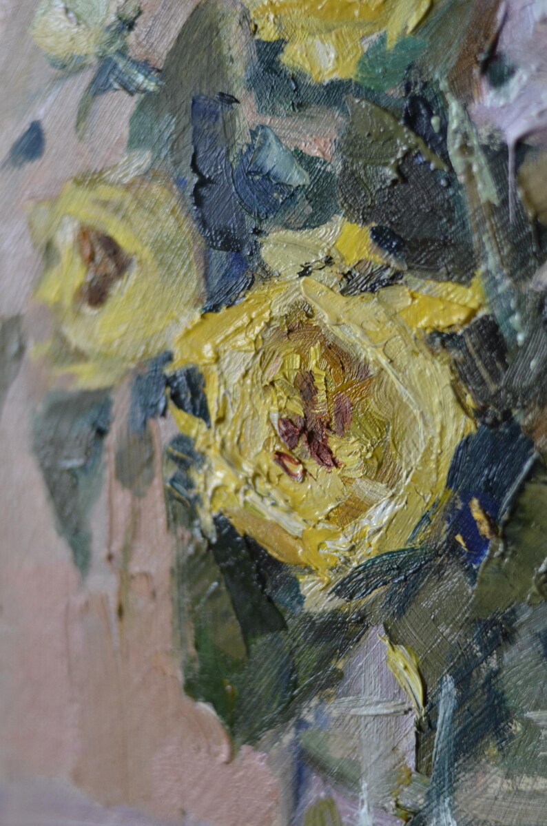 Original Floral Still Life Oil Painting. Impressionistic Colorful