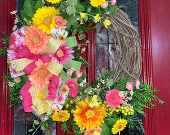 Summer grapevine wreath, Wreath for the front door