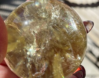 Treated Citrine sphere with rainbows 53mm