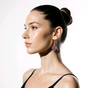 Handmade Hollow Glass Bead Earrings: Sterling Silver Hook Earwire