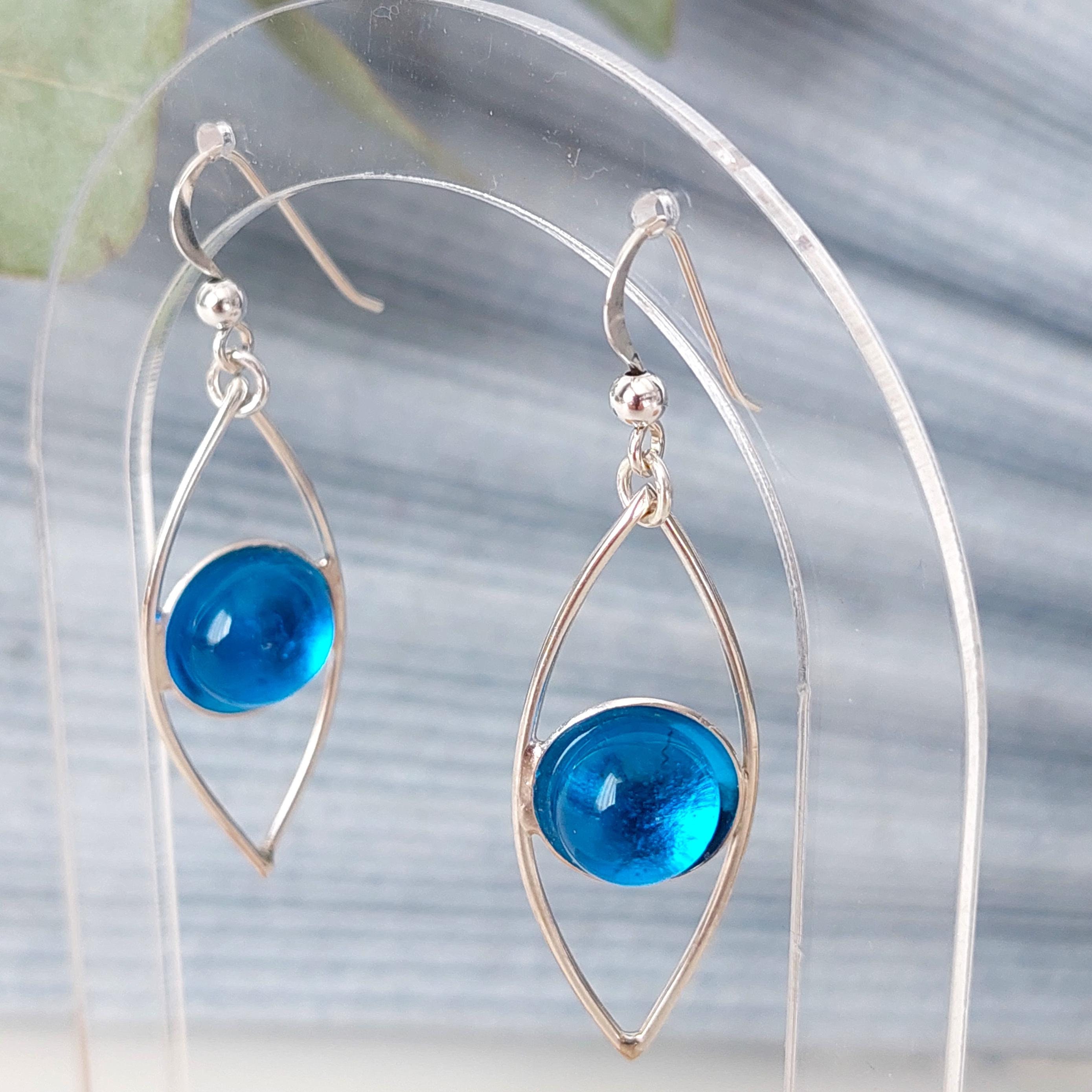 Orecchini con occhio in argento sterling: gioielli con amuleto Nazar in vetro blu - Italia