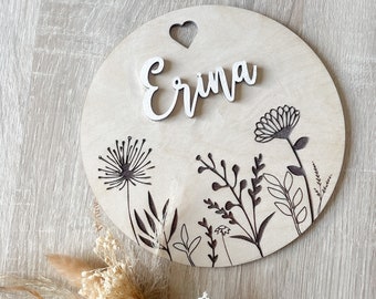 Personalized flower pattern birth sign