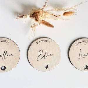Carte en bois annonce de prénom / naissance