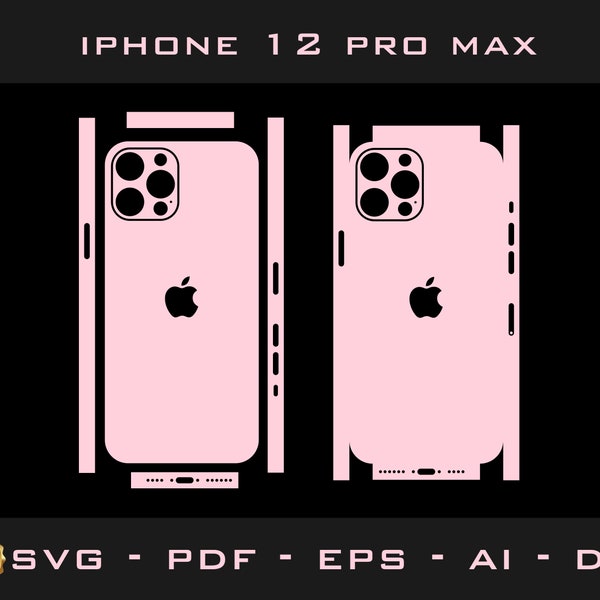 Apple iPhone 12 pro max skin template  - cutting template  Aİ, Pdf,svg,dxf  silhouette, cricut Vector Cut File