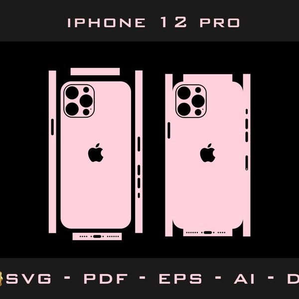 Apple iPhone 12 pro skin template  - cutting template  Aİ, Pdf,svg,dxf  silhouette, cricut Vector Cut File