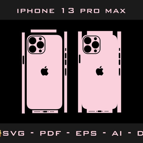 Apple iPhone 13 pro max skin template  - cutting template  Aİ, Pdf,svg,dxf  silhouette, cricut Vector Cut File